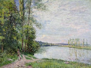 ベヌーからトメリへのリバーサイドロード、1880 作： Alfred Sisley